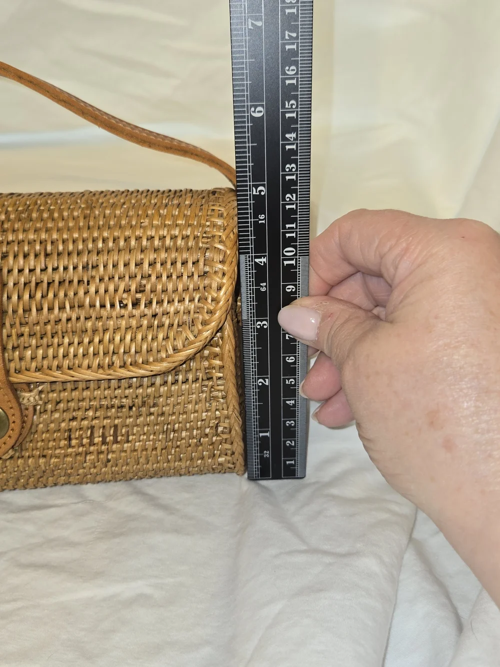 Handwoven Rattan Straw Crossbody Bag Bali Ata Grass Leather Strap Boho Purse